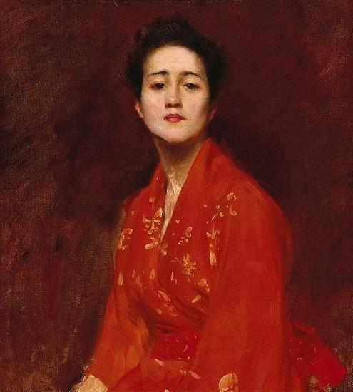 William Merrit Chase Study of a Girl in Japanese Dress oil painting image